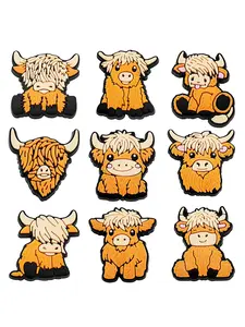 Cute Highland Cow Themed Shoe Decoration Charms, Fashionable Novelty Shoes Decorations for Clogs, Shoes DIY Accessories for Women & Men, Gift Idea, Footwear Embellishments