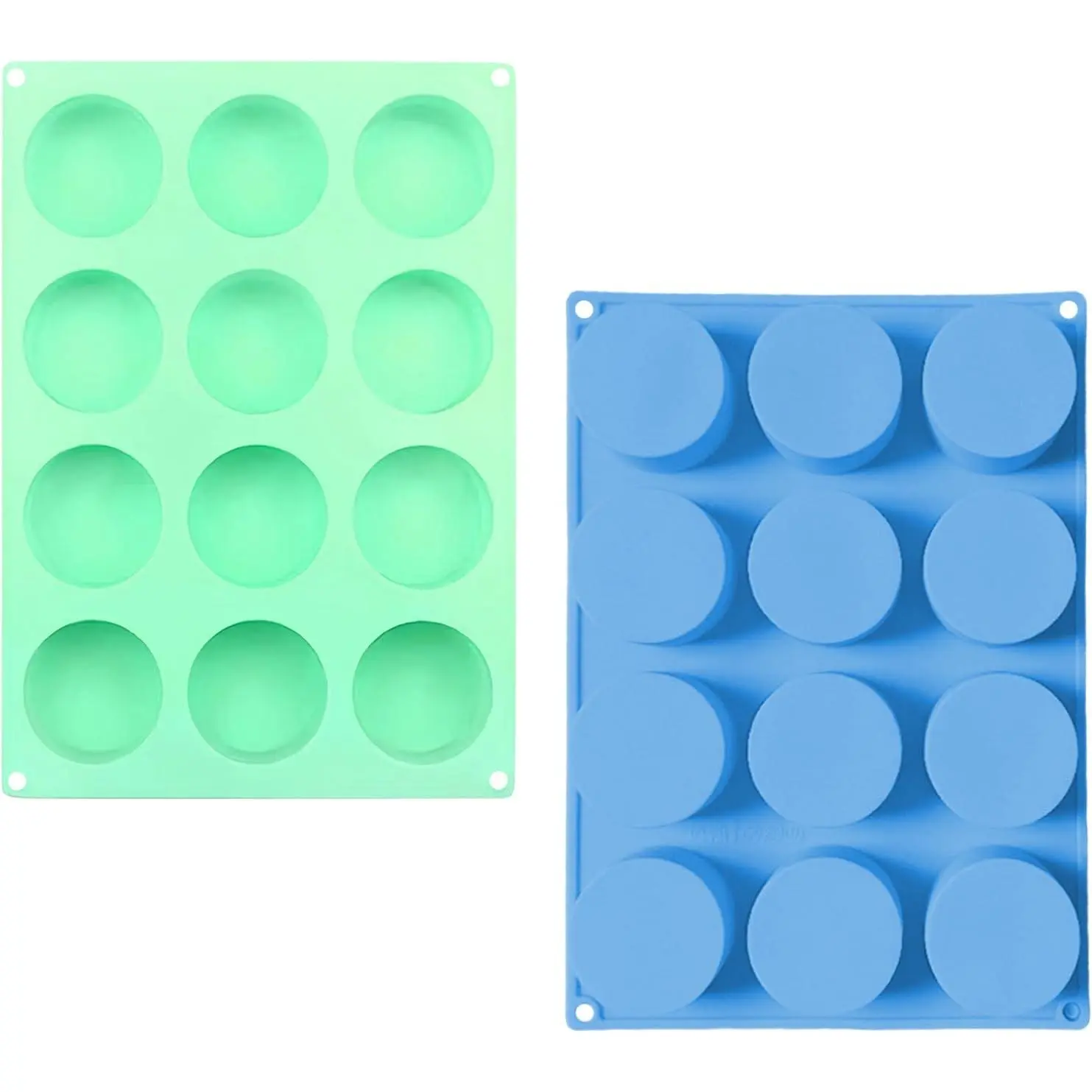 2 Pack Round Chocolate Molds, 12-Cavity Silicone Mini Cake Molds, Cookie Molds for  Baking, Candy, Oreo,Pudding (D, 2 count/12-Cavity)