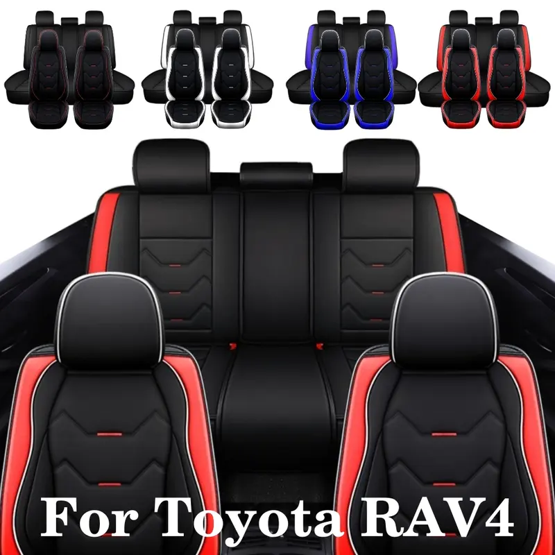 For Toyota RAV4 5 Seats Car Seat Cover Front Rear Full Set 3D Luxury PU Leather Cushion Protector Pad Mat Full Surround 5 Sits - For Mother Father Lover Friend Christmas Valentine Gift, Backseat Car Covers, Seat Protectors Cushion