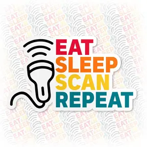 Eat Sleep Scan Repeat Sticker Funny Sonographer Sonography Ultrasound Tech Radiology Waterproof Die-Cut Vinyl Sticker for Water Bottle, Kindle, Laptop, Kindle Stickers Gift for Her Him W
