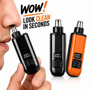 Mini Digital Display Nose Hair Trimmer for Men, Waterproof Rechargeable Electric Ear Nose Hair Clipper, USB‑C Fast Charging 90Mins Long Lasting, Portable Dual‑Edge Blade Nose Hair Remover for Travel Daily Grooming,Ear and Nose Hair Clipper