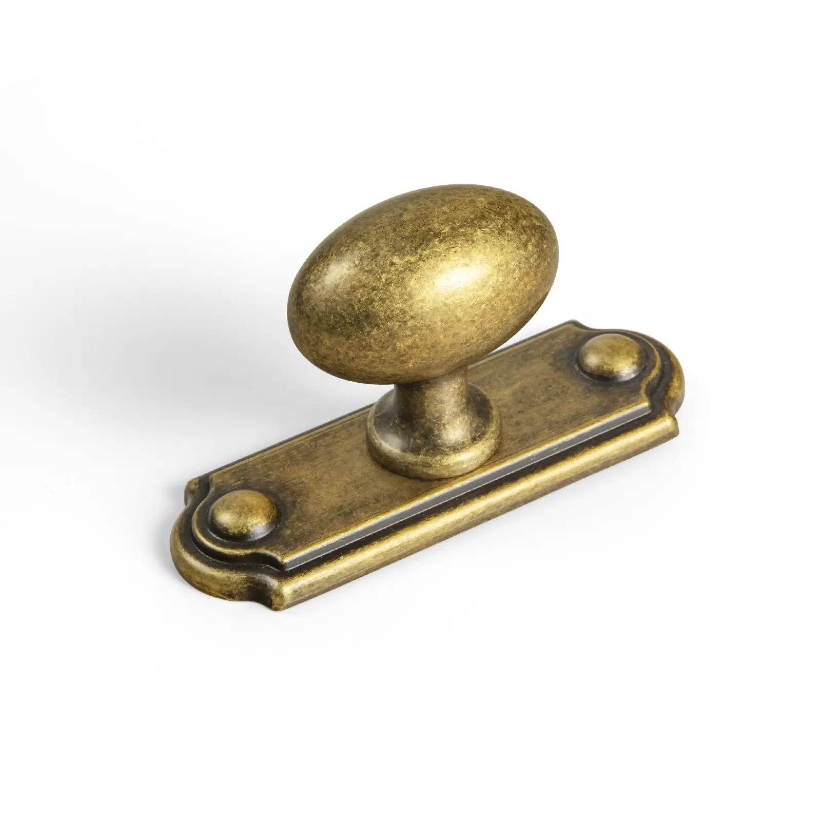 Goo-Ki Antique Brass Cabinet Knobs（Ellipsoid） with Backplate(Oval Shape),Zinc Alloy Cabinet Hardware for Kitchen Cupboard,Dresser & Drawer,6 Packed