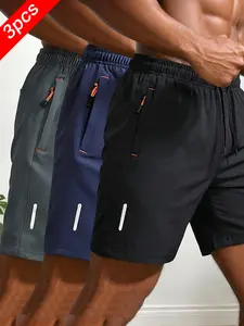 Men's 3-Pack Quick-Dry Athletic Shorts Fashionable Versatile Outdoor Casual Shorts