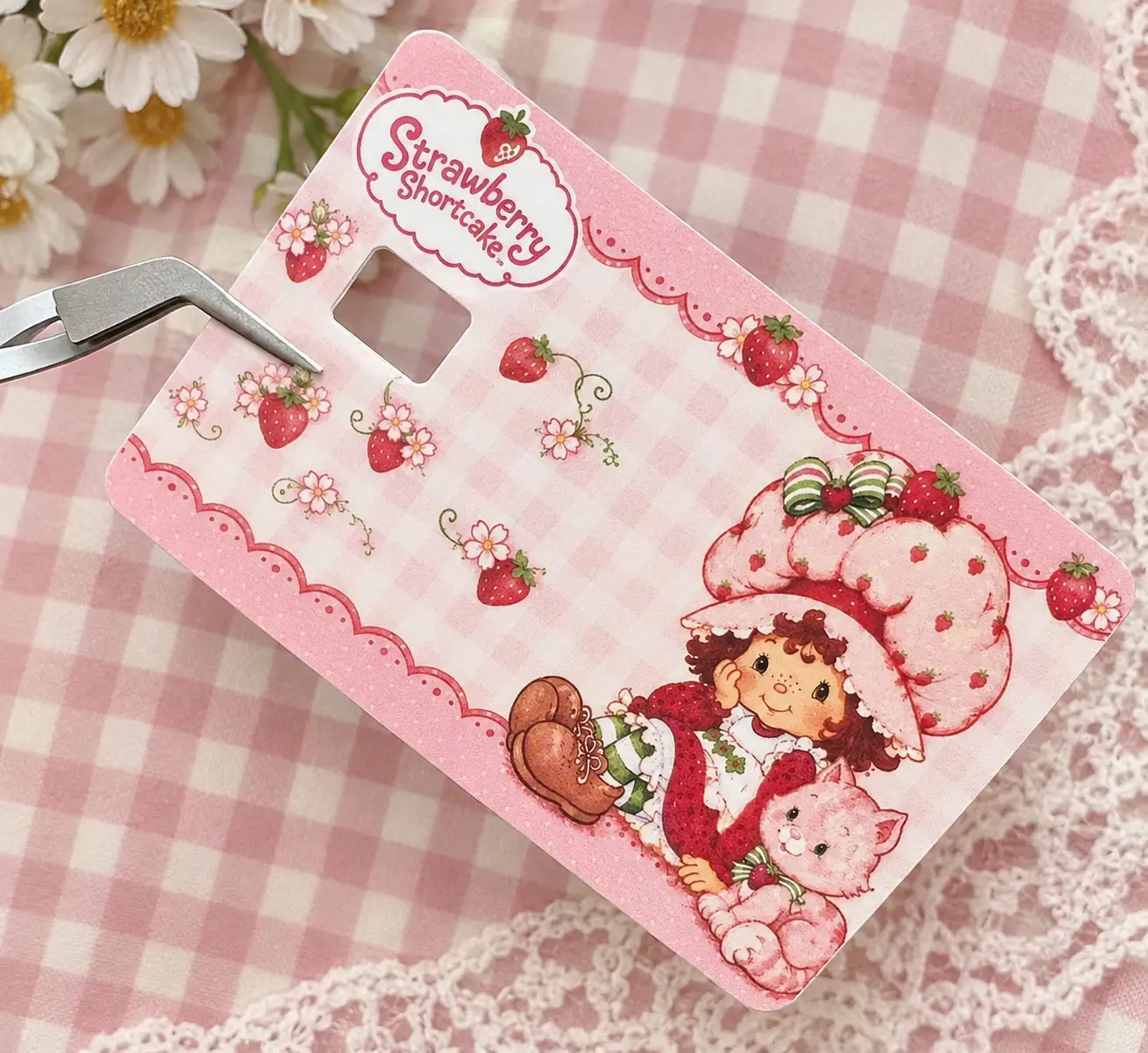 Strawberry Shortcake Bank Card Decal, Cute Aesthetic Credit Card Sticker, Debit Card Skin with Chip Cut-Out, Waterproof & Anti-Scratch Card Cover