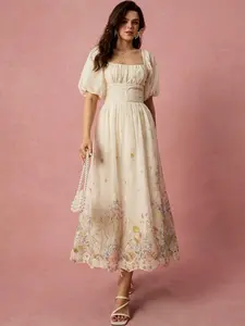 Spring/Summer Romantic Women's Purple Floral Embroidery Long Dresse,Sweet&Elegant For Vacation&Date&Holiday&Going Out,Spring Outfit Women