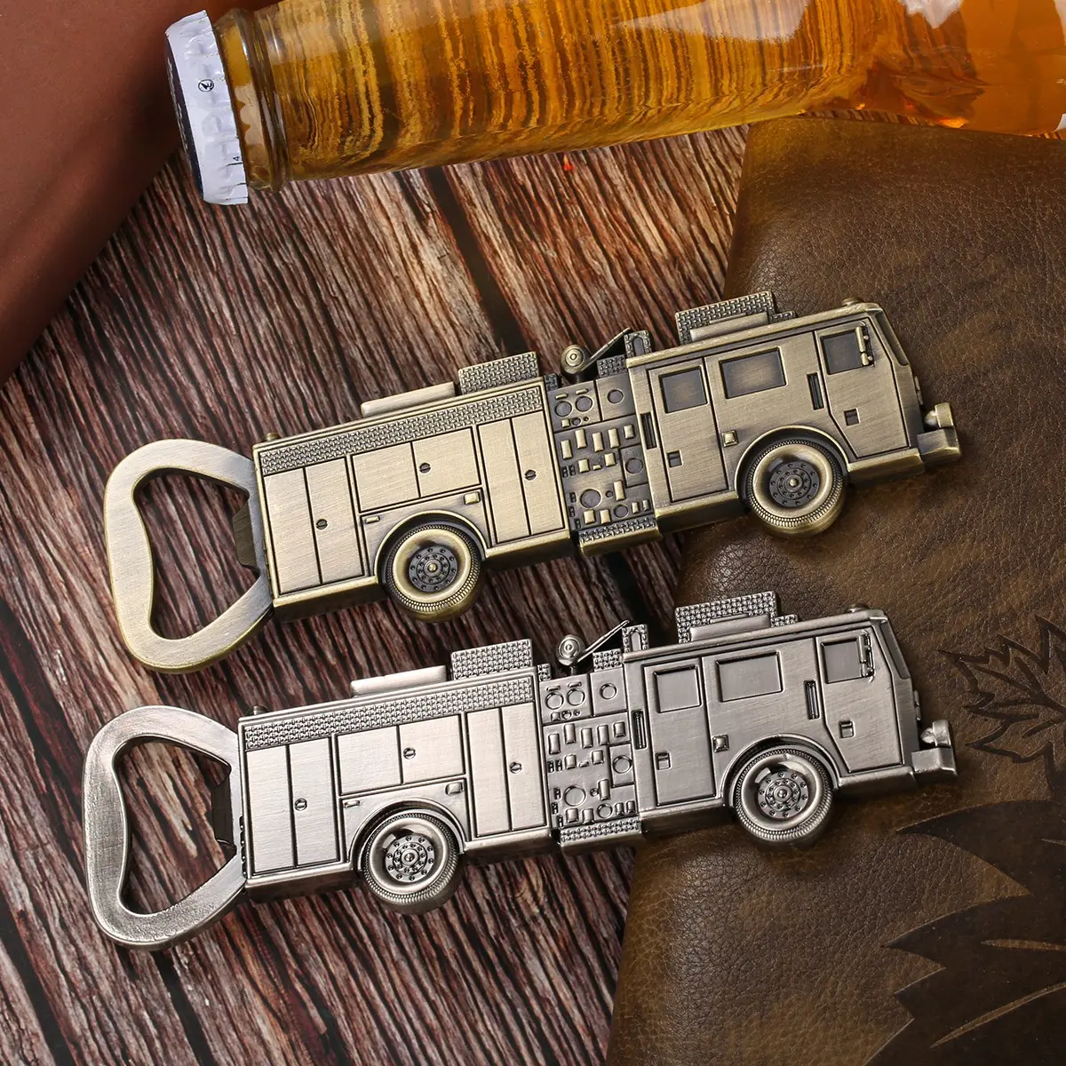 Personalized Beer Bottle Opener, Fire Truck Design, Unisex Gift for Birthdays, Father's Day, Christmas, Beer Accessories
