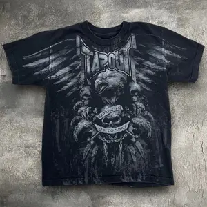 3D Streetwear Affliction Tapout T Shirt Y2K Mens Hip Hop Letter Graphic Print Oversized TShirt 1
