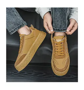 2026 Spring Men Thick Sole Wear Resistant Work Commuter Casual Sneakers Low Top Flat Skateboard Shoes Office Daily Non Slip Breathable Lightweight Versatile Comfort Cushion Mesh Upper Walking Training Trendy