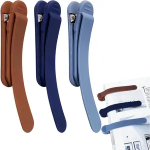 Automatic Bookmark,3Pcs Silicon Book Marks for Reading, Clip Book Page Bookmarks Readers, Book Accessories Gifts for Men,Women, (Brown+Dark Blue+Light Blue)