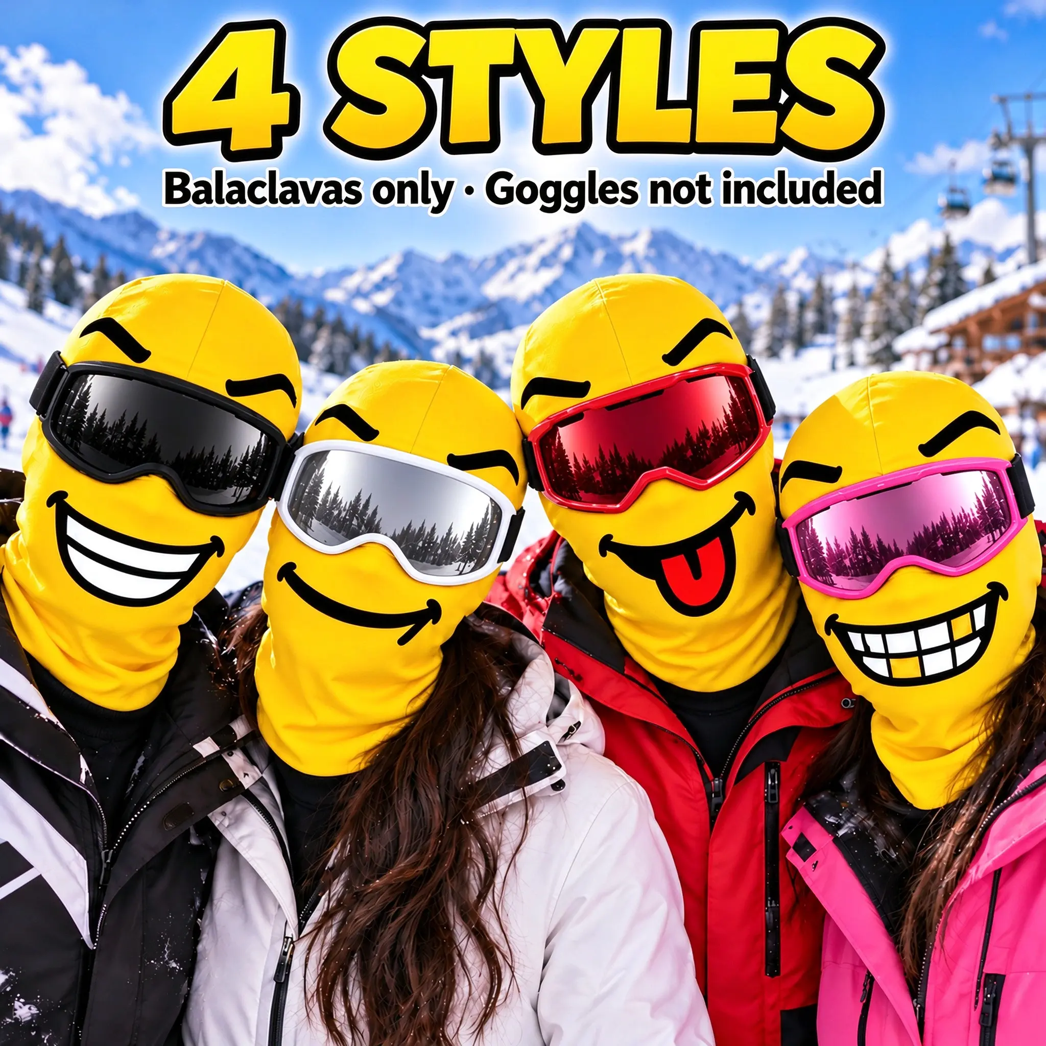 Yellow Ski Mask - a Balaclava with Eye Openings, Head and Neck Coverage for Motorcycle Winter Sports, Outdoor Activities