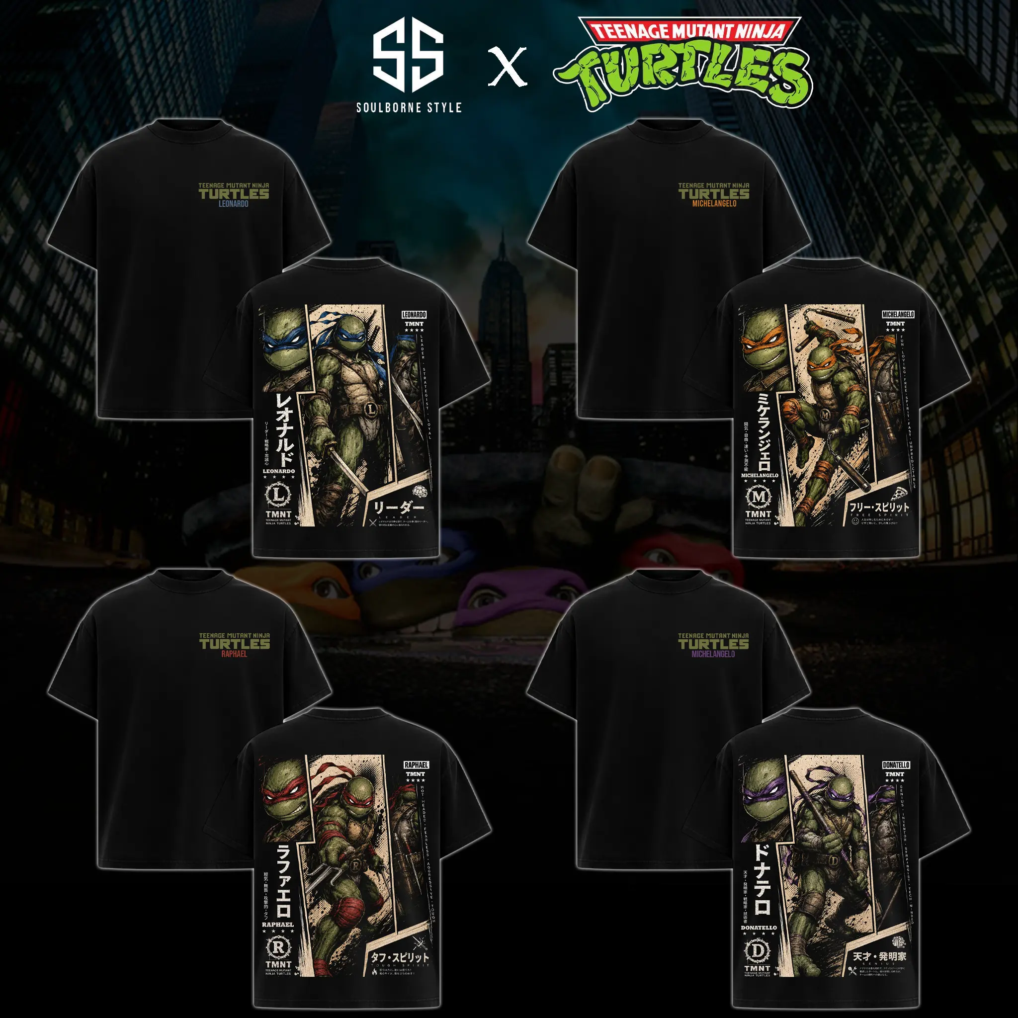 [Soulsborne Style] Teenage Mutant Ninja Turtles T-shirt, Vintage TMNT Graphic Pullover T-shirt, Retro Cartoon Streetwear, Ninja Turtle Fan Apparel, 100% Cotton Unisex Hoodie, Gift for Men & Women