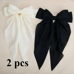 2 Women'S Black and White Bow Hair Clips, Elegant Hair Accessories, Fashionable, Suitable for Daily Hair Accessories NONE