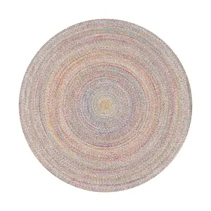Lagos Handwoven Double Sided Indoor & Outdoor Multicolor Rug, Round