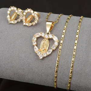 Virgen de Guadalupe Necklace and Earring set jewelry