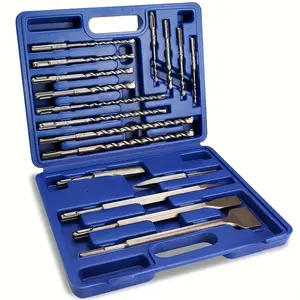 Rotary Hammer Drill Bits Set & Chisels-17 count SDSPlus Concrete Masonry Hole Tool forConcrete,Brick,Block,Stone,Masonry professional work Tap and Drill bit Kit