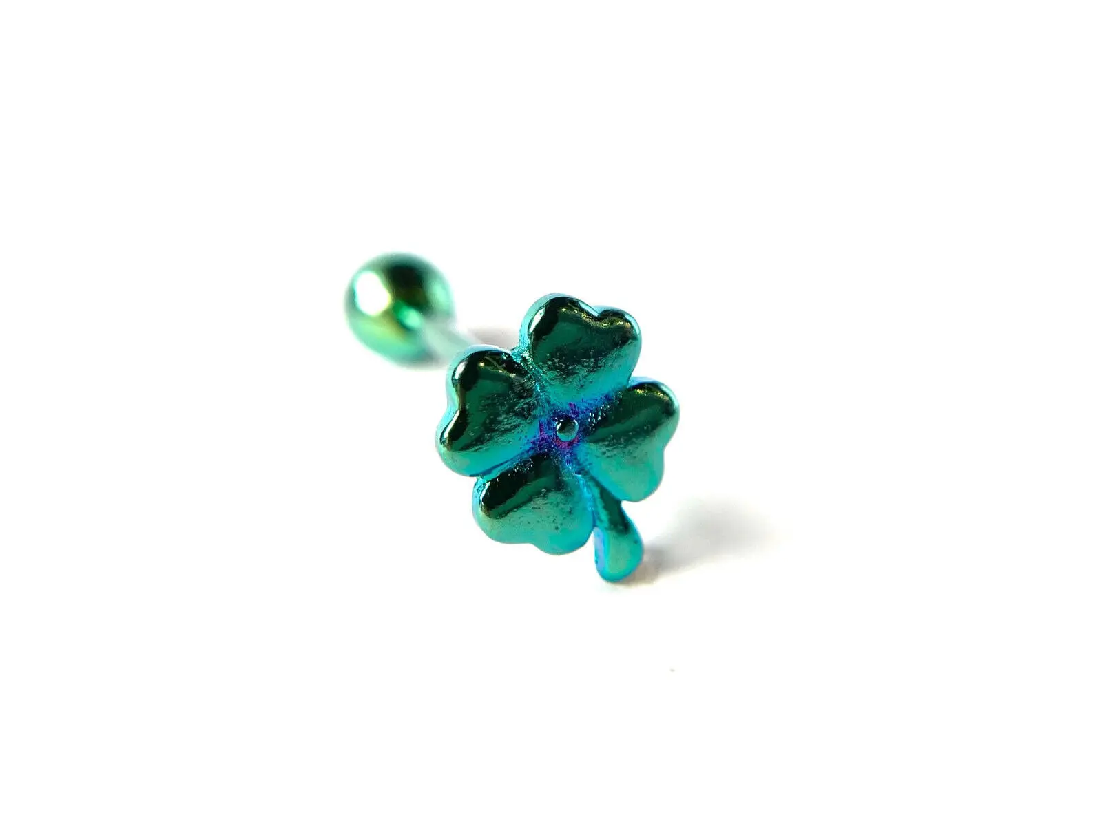 Titanium Shamrock Tongue Ring 14g 16mm 5/8" Clover Tounge Body Piercing Jewelry
