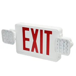 SEURON Red LED Emergency Exit Sign with Dual-Head Safety Lighting 90-Minute Battery Life 120-277V AC Plug-in Cord Fire-Resistant for Business Home Use