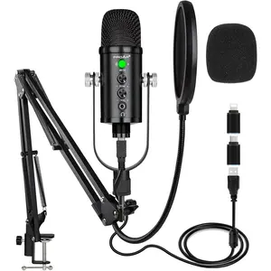 USB Microphone Condenser Computer PC Gaming Mic Podcast Microphone Kit for Streaming,Recording,Vocals,ASMR,Voice,Cardioid Studio Mic for Phone/Pad/Android//Laptop/PS4/USB C Phone,YouTube
