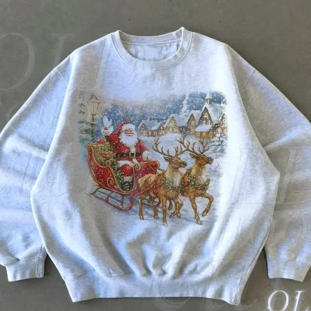 Retro Santa Sweatshirt - T-shirt - Hoodie, Vintage 90s Christmas Crewneck, Rustic Holiday Pullover, Cozy Winter Shirt, Santa Sleigh Sweater, Christmas Gifts