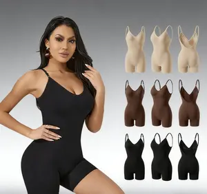 Plus Size Shapewear Bodysuit for Women, Tummy Control Butt Lifting Body Shaper, Seamless Adjustable Strap Waist Trainer, Sculpting Corset for Daily Wear, Black/Beige/Brown