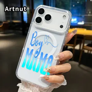Magnetic Phone Case for iPhone 17 16  Pro Max Plus 15 14 13 12 11 Air E Boy Mama Essence Printed Acrylic Hard Back Soft Silicone Edge Water-resistant Smartphone Cover for Girl