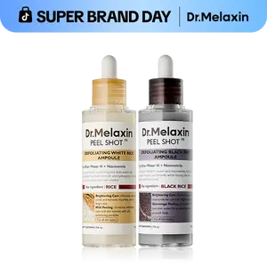 [Dr.Melaxin Official] Peel Shot Glow Rice Ampoule Duo - Peel Shot Gentle Exfoliator for Glowing, Smooth Skin | Blackhead Whitehead Care | Korean skincare