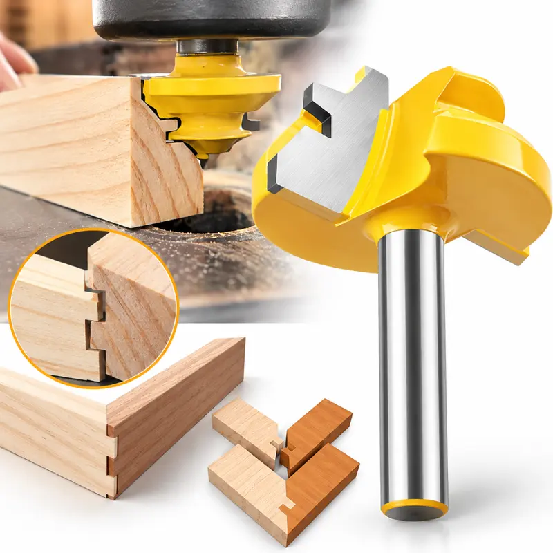 45° Lock Miter Router Bit, Woodworking Corner Joint Cutter for Router Table, Precision Wood Joinery Tool for Cabinets, Drawers, Furniture, Picture Frames & DIY Carpentry Projects, Great Christmas Gift for Woodworkers