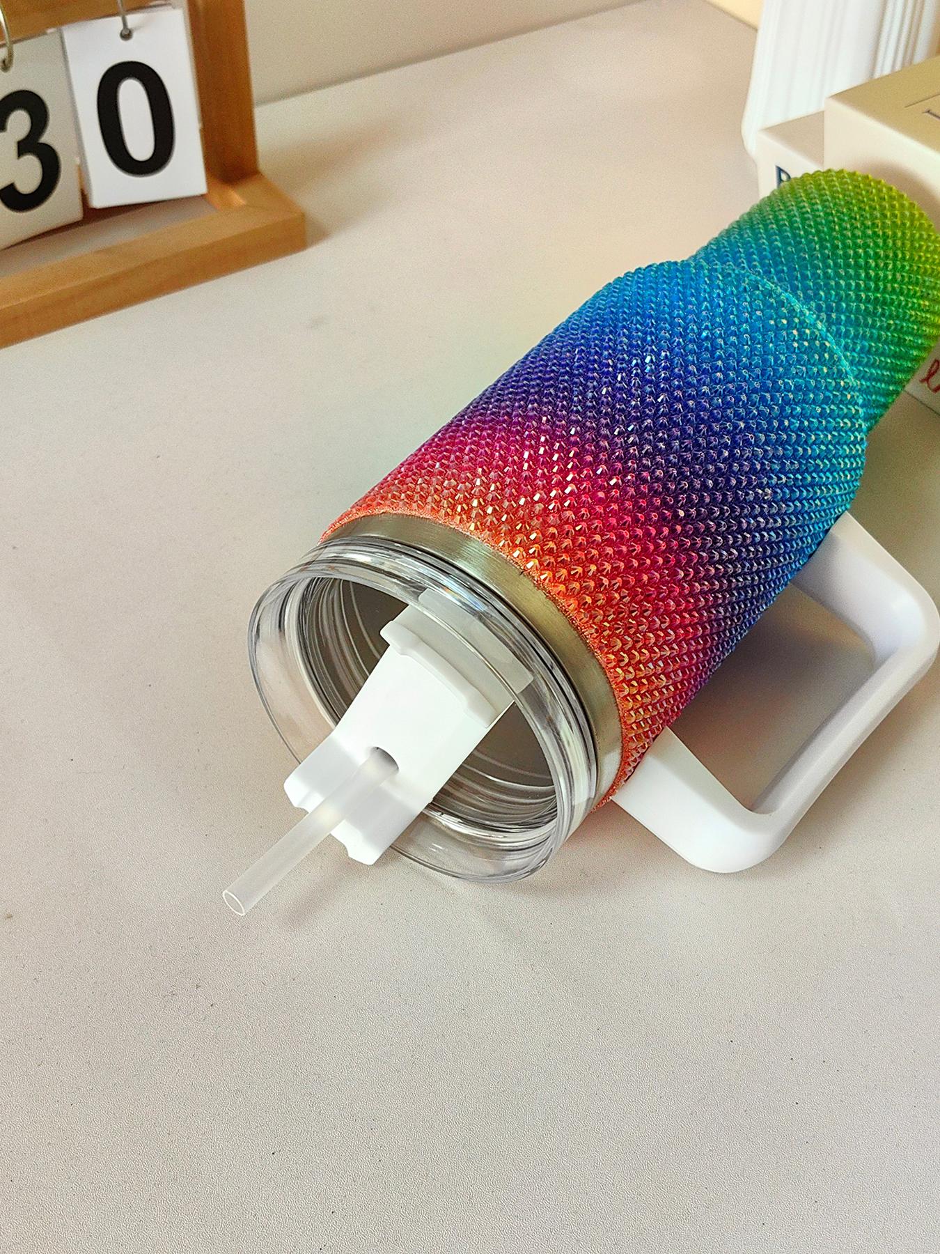 40oz Gradient Glitter Rhinestones Tumbler with Handle - Bling Stainless Steel Water Bottle for IceCoffee, CarAccessories & GymEssentials | Sparkly Diamond Studded Travel Mug for Women, Perfect Birthday Gifts