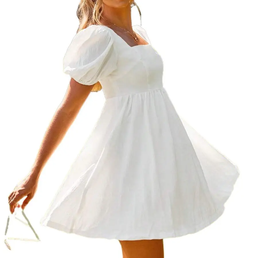 Solid Color Short Sleeve Square Neck Puff Dress For Summer White Graduation Dress Polyester Womenswear pink dress Casual Shortsleeve - TikTok Shop Solid Color Short Sleeve Square Neck Puff Dress For Summer White Graduation Dress Polyester Womenswear pink dress Casual Shortsleeve - TikTok Shop