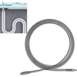 Drain Snake, Spring Drain Clog Remover with Electric Drill Connector, Durable Metal Hair Snake Tool Drain Opener for Sewer Kitchen Sink Bathroom Clogged Unblocker,1 Pcs 118.1 Inch 9.8 FT