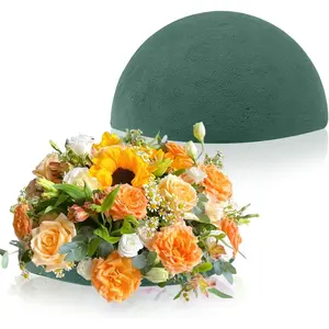 2 count Floral  Half Balls, 7.5"W x 3.7"H Half Round Green Dry & Wet Flower  for Fresh or Artificial Flower Arrangements, Florist  for Craft Supplies,Wedding, Birthdays, Home Decor