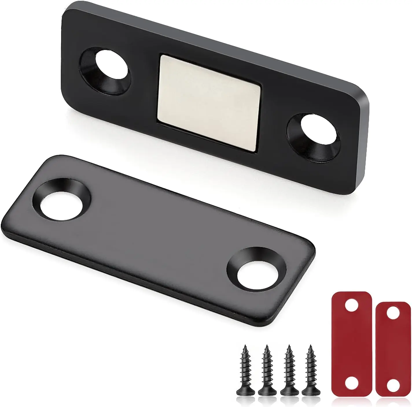 12 Pack  Door Catch Ultra Thin Cabinet  Catch Adhesive Black Cabinet Door  for Cupboard Wardrobe Closet  Cabinet Latch Stick on Cabinet Door Drawer