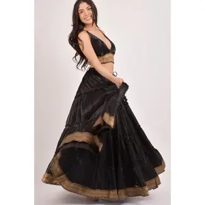 Ciara Black Tiered Lehenga Choli Set