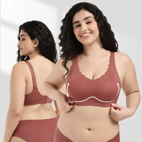 【Live】COMFELIE Women's Comfy Wireless Bra S-2XL Breathable Seamless Bra for Women, Full CoverageBra, Soft Bra with Scallop Edges Bra EB033