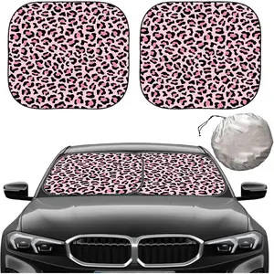 Windshield Sun Shade 2 count with Bonus   Sunshade for Front Window Shades 2025 Technology Reflect UV and Heat Sun Visor Automotive Accessories Interior Sun Protection ( Leopard, M)