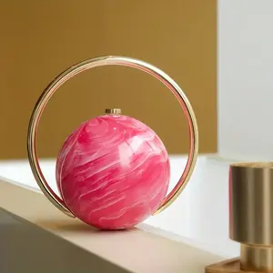 Glossy Sphere Design Evening Clutch | Curved Luxury Handbag with Snap Closure for Prom & Daily Use