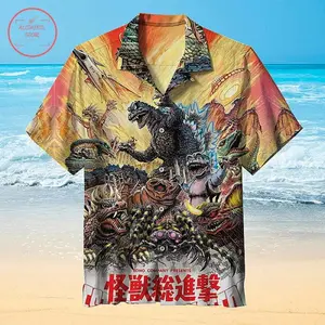 Vintage Monster Movie Hawaiian Shirt – Retro Kaiju Poster Art Aloha Shirt
