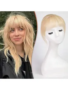 Real Human Hair Front Bang Clip-In Wig Piece, 360° Rotatable Fringe, Triple-Sided Clips, Full Front Bang Design, Women's Fashion Wig