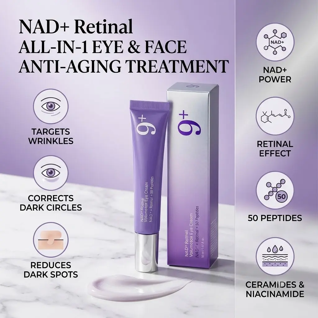 numbuzin No.9 NAD+ Retinal Volumetox Eye Cream Duo Set | All-in-One Anti-Aging Treatment for Wrinkles, Fine Lines, Dark Circles & Dark Spots | NAD+, Retinal, 50 Peptides, Niacinamide, Ceramides