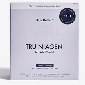TRU NIAGEN NAD+ Booster Powder – 300mg Nicotinamide Riboside with Hydration & Prebiotic Support for Cellular Energy & Healthy Aging, 30 On-The-Go Stick Packs