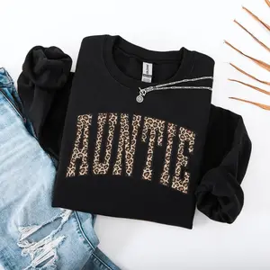 Leopard Auntie Sweatshirt, Gift for Aunt, Aunt Shirt, Retro Auntie Shirt, Auntie Christmas Gift, Animal Print Auntie Shirt