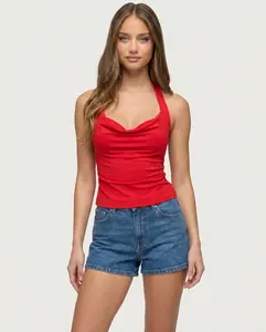 The Halter Cami - Cowl V-Neck Open-Back Slim-Fit Top, No Bra Needed, for Date Night and Going Out