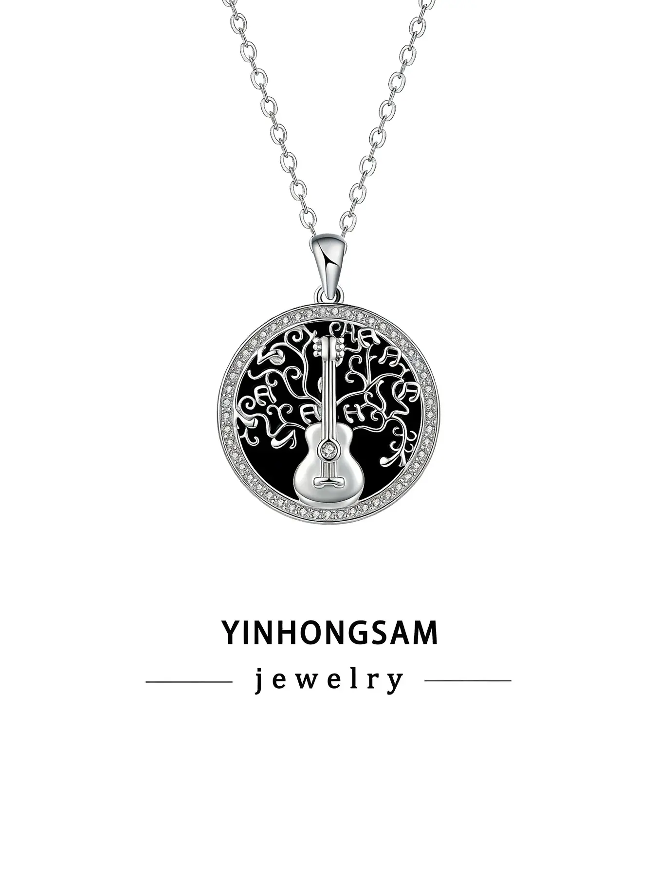Elegant Women's Necklace, Violin Design, Hypoallergenic, Perfect Mother's Day Gift with Box, Synthetic Gemstone Jewelry