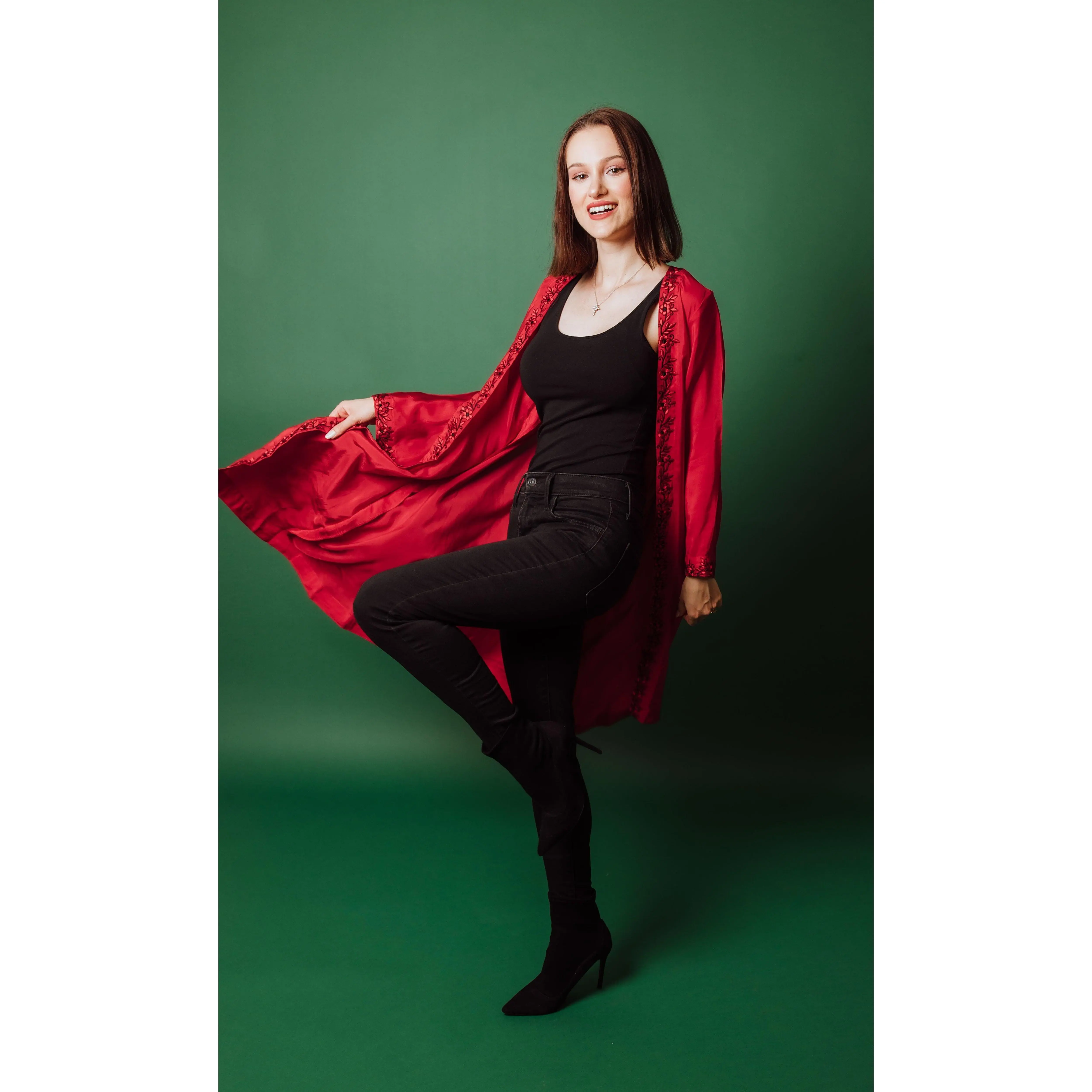 Aarya Embroidered Red Duster