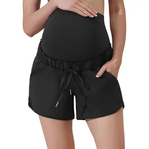 Maternity High Waist Drawstring Workout Shorts with Pockets