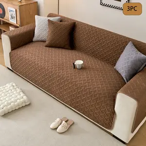 3-piece set of modern solid color non-slip integrated sofa cover (including armrests), pet-friendly, wear-resistant, machine washable, suitable for protecting and decorating single-seat to 4-seat sofas.