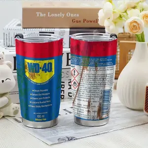 1pc,20oz Stainless Steel Car Tumbler, Insulated Water Bottle, WD-40 Rust Print, Leak-Proof Lid, Best Gift for Car Guys, Fits Cup Holders & Keeps Drinks Hot/Cold, Durable, Insulated, Perfect for Any Auto Adventure