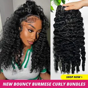 Burmese Curly Hair Bundles Human Hair 12-28 inch Natural Color Wet and Way Hair Bundles Quick Weave Extensions