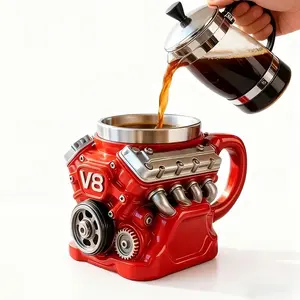 Stainless Steel V8 Style Mug, Perfect Christmas Gift, Ideal for New Year and Birthday, Men’s Gift for Car Lovers, Coffee Mug