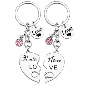 Auntie & Niece Matching Keychains, Love Heart Puzzle Keychain Set, Meaningful Gift for Aunt and Niece, Birthday, Christmas, Family Gift